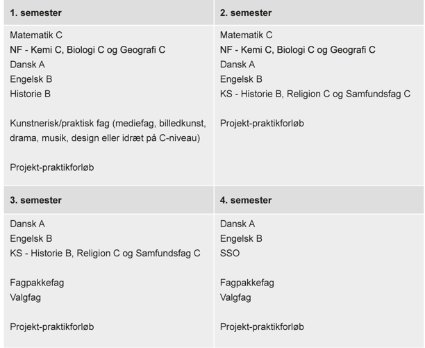 2 årige HF - Opbygning